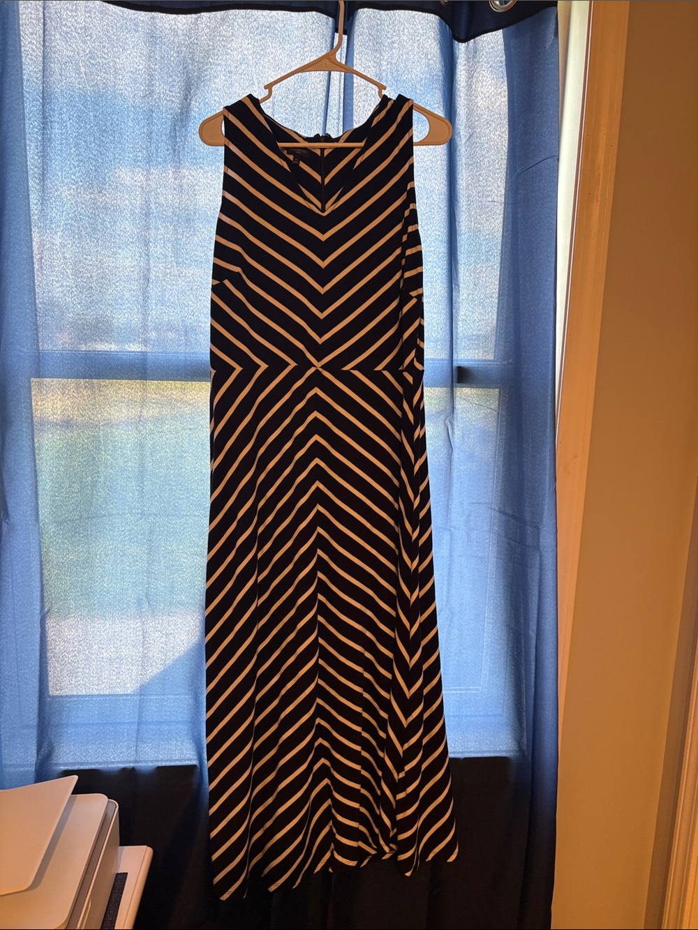 Talbots Black and White Chevron Maxi Dress